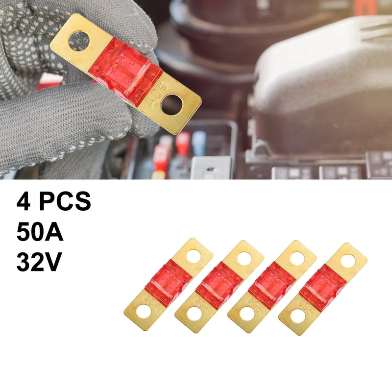 Automotive Marine Audio Video System 4pcs 50A 32V Bolt on AMI Fuses Red