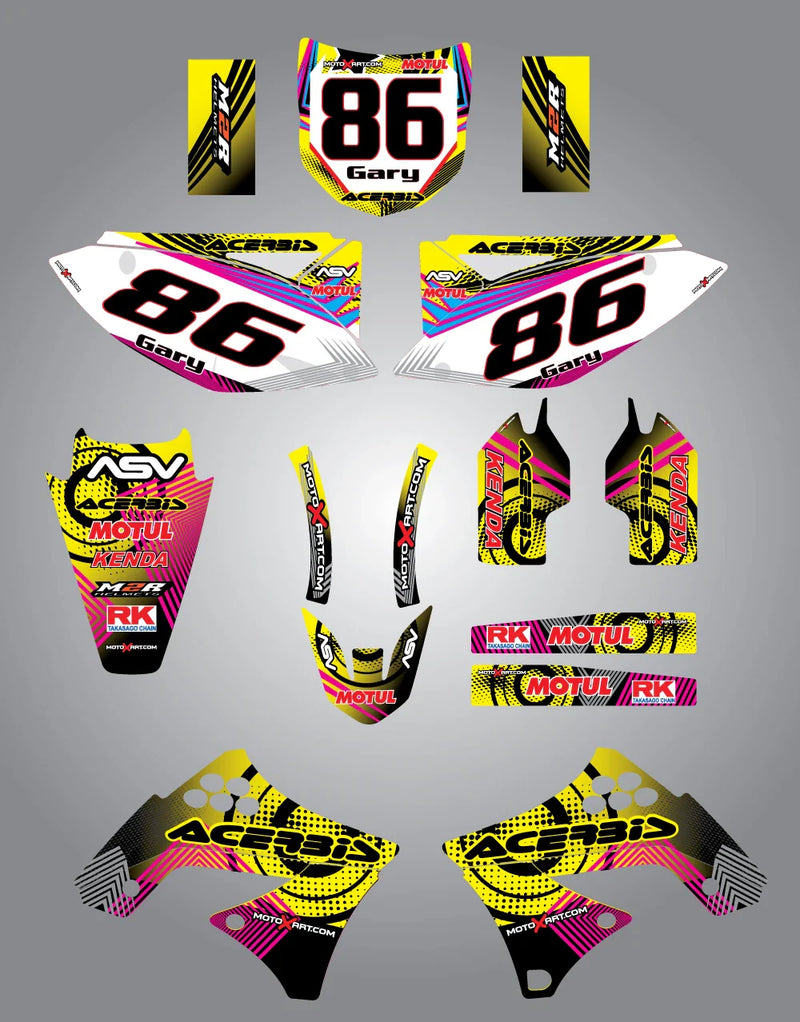Kawasaki KXF 450 (2009-2011) NEON Style Stickers Custom Graphic Kit