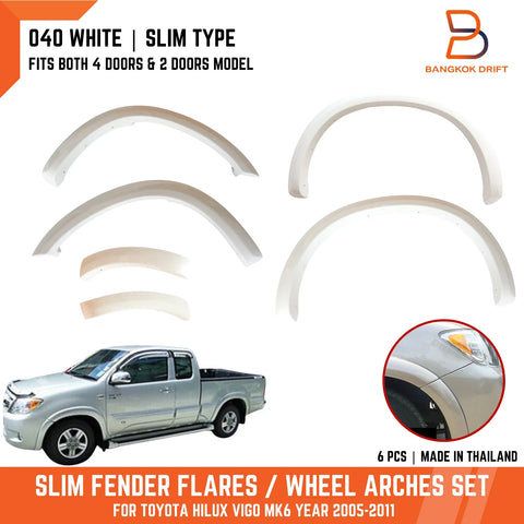 Toyota Hilux Ute MK6 VIGO White Slim Fender Flares (2005-2011)