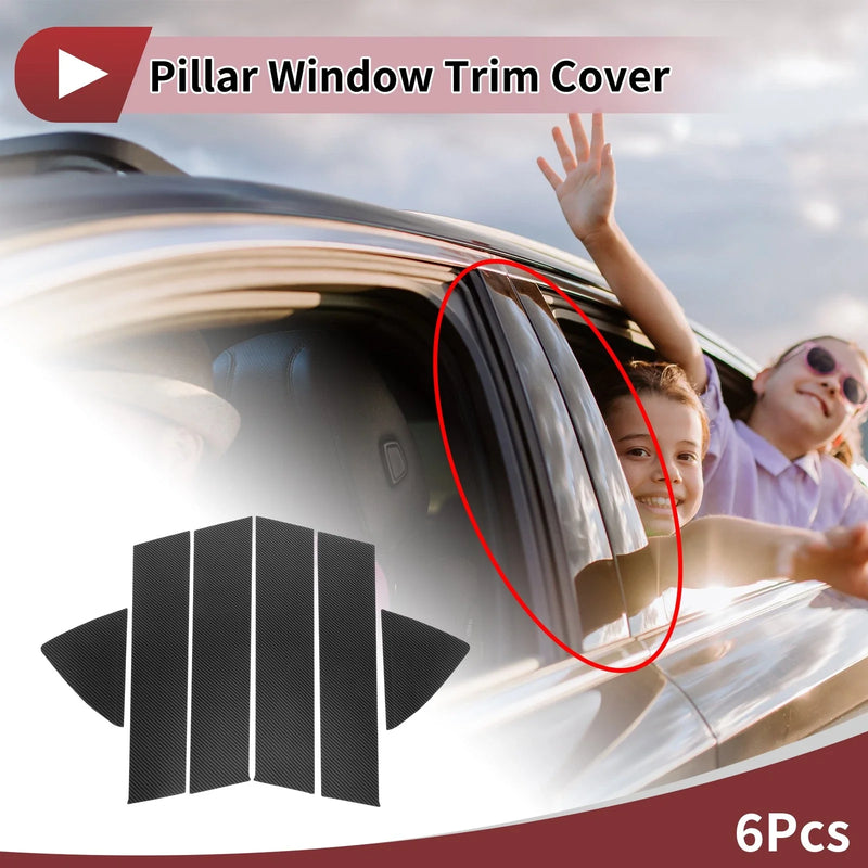 Toyota Yaris 6 Pcs Car Door Pillar Window Trim Carbon Fiber (2014–2019)