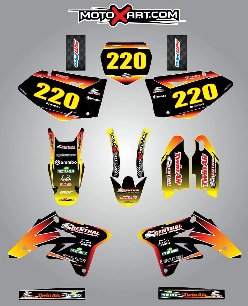 Suzuki RMZ 250 (2007-2009) - SUNRISE Style Stickers Custom Graphic Kit