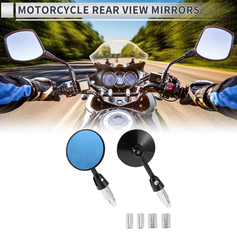 M6 Motorcycle Rear View Mirrors Round Shape Black Aluminum Alloy 1 Set