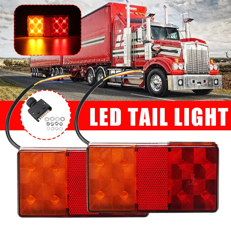Trailer Truck 8 LED Tail Lights Brake Rear Turn Signal Lamp Amber+Red