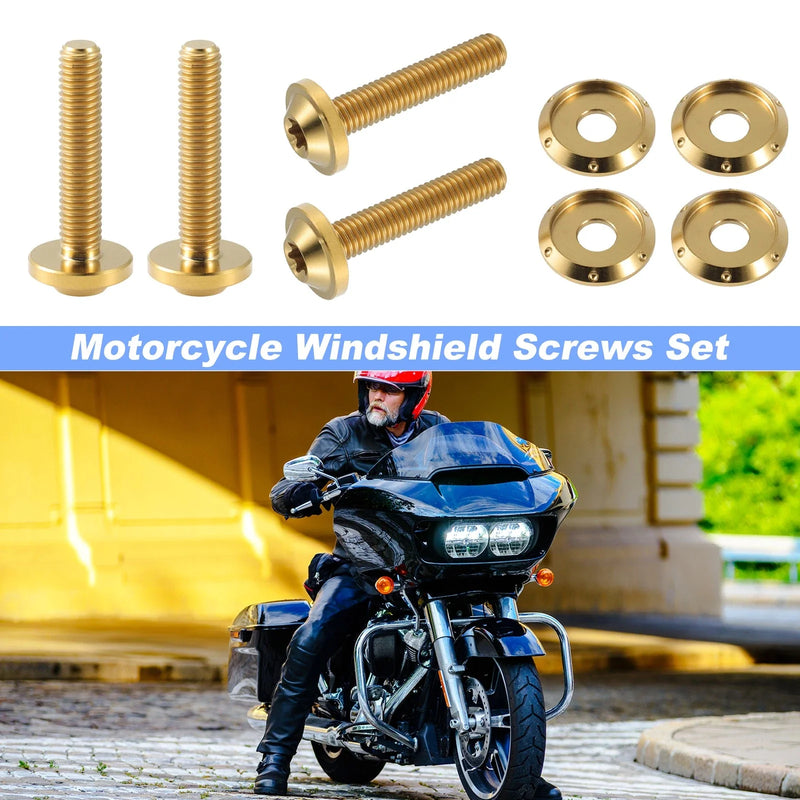 Harley Touring FLTRX Road Glide 4x Motorcycle Windshield Screws Gold (2015–2023)