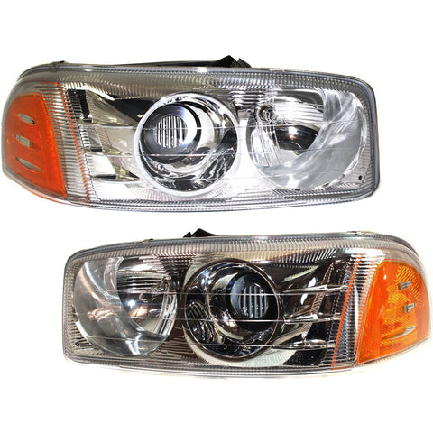 LH & RH Headlights For GMC Sierra 1500 2001-2006 Halogen
