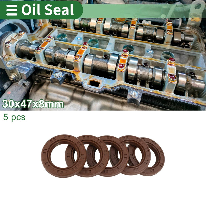 Oil Seal / 30x47x8mm / FKM Rubber Brown 5 Pcs