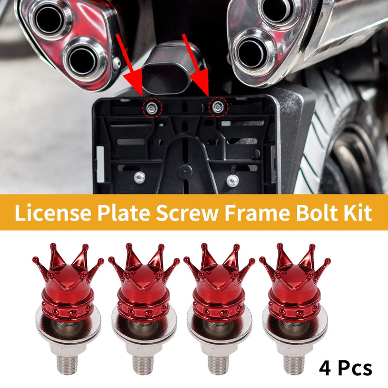 Universal License Plate Screws Cover 35mm Aluminum Alloy Red 4 Pcs