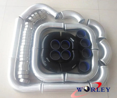 Cars 3" 76mm Aluminum Universal Intercooler Turbo Piping Kit