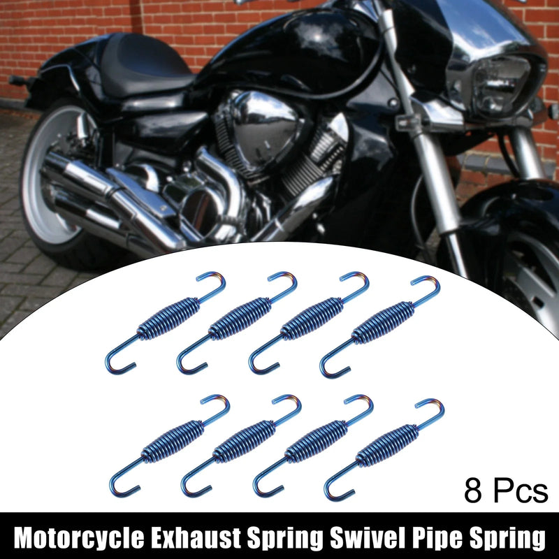 Motorcycle 8pcs Exhaust Pipe Spring 68mm 2.68in Stainless Steel Blue