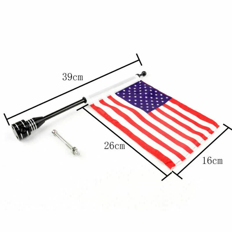 Blk F2 Rear Side Mount Flag Pole with USA Flag