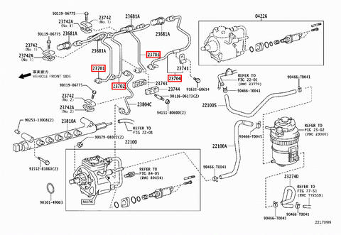 Toyota Hilux KUN16 1KD 3.0 Diesel Fuel Injector Line Pipe