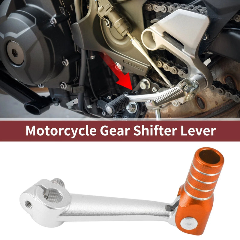 Bosuer M5 Folding Gear Shift Lever Silver Tone Orange