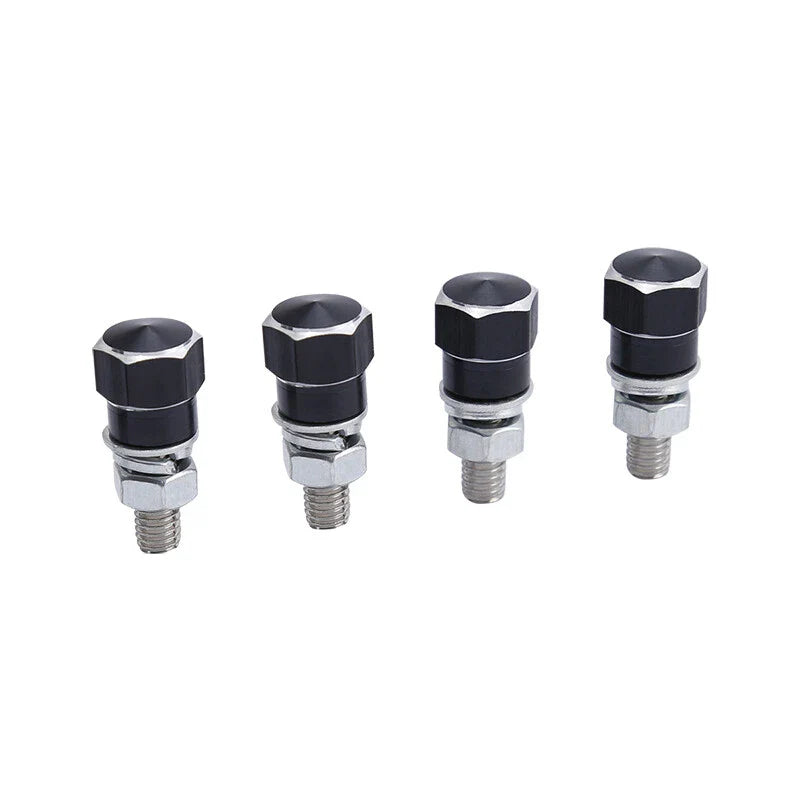 Harley Yamaha 4 x Aluminum Black & Silver Hex License Plate Frame Bolts