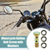 Motorcycle 2 x M8x1 32mm Motorcycle 6 Hole Hollow Bolts Screws with Washer