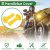 Motorcycle 7/8 22mm Hand Grips Cover Kit Rubber Yellow Checkered Pattern