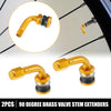 Motorcycle Wheels Gold Tone 2 x 90 Degree Tire Valve Stems