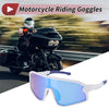 Motorcycle Set Goggles Blue Lens White Frame PC Triacetyl Cellulos