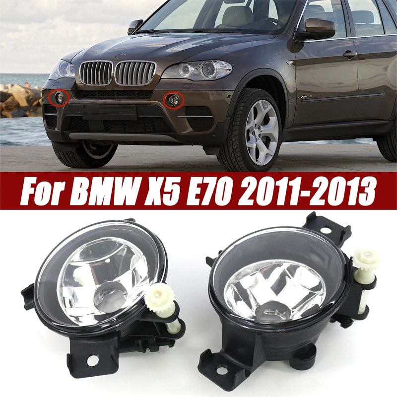 BMW X5 Pair Front Bumper Fog Light Lens Lamp Covers Clear (2011–2013)