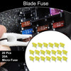 Car Boat Truck RV Motorcycle Yellow 20 Pcs Micro Fuse 20A Blade Fuse