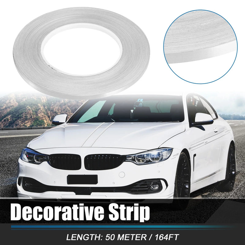Car Motorcycle Decorative Strips Waterproof Silver Tone