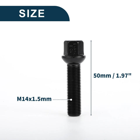 Volkswagen Porsche 10 x M14x1.5mm Ball Seat Wheel Lug Bolt 50mm Shank