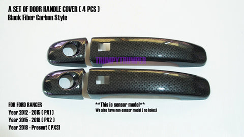 Ford Ranger 4 x Black Carbon Fiber Door Handle Covers (2012-2019)