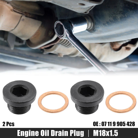 BMW Mazda Black M18x1.5 Engine Oil Drain Plug Screw with Gasket