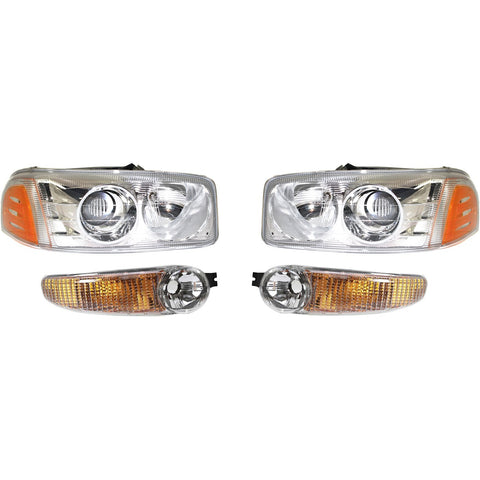 Headlight Kit For 2002-2006 GMC Sierra 1500 LH RH 01-06