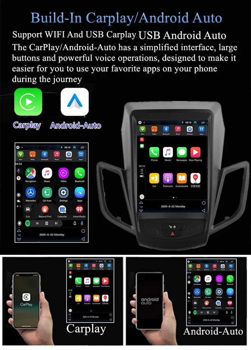 Ford Fiesta - NAVI, Carplay, Android Auto 9.7" Vertical Stereo (2009-2016)