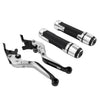 BMW R1200GS R1250GS Silver Extendable Brake Clutch Lever Grip Set (2013-2023)