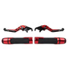 Kawasaki Ninja 650R Red Extendable Brake Clutch Lever Grip Set (2006-2011)