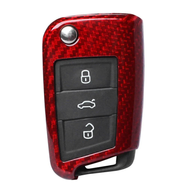 VW Golf Red Carbon Fiber Key Fob Cover Case (2015-2018)