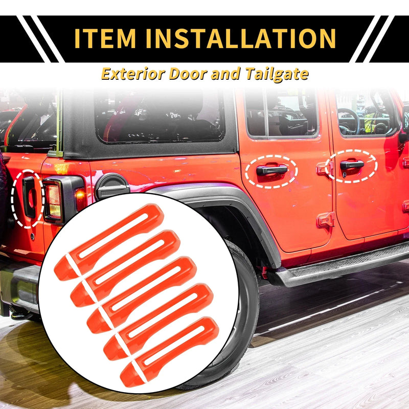 Jeep Gladiator JT (2020-2021) - 1 Set, Orange Door Tailgate Handle Cover