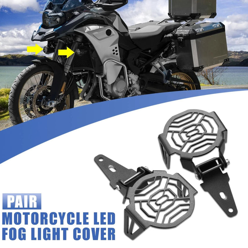 BMW R1200 F800R F850 Black 2 x Motorcycle LED Fog Light Protector