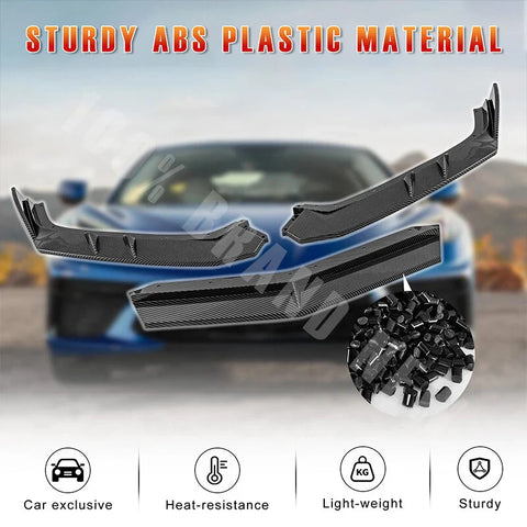 20-Up Chevrolet Corvette C8 Front Bumper Skirt Lip Spoiler Splitter Kit