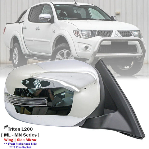 Mitsubishi Triton Front Right Chrome Electric Side Mirror w/ LED (05-14)