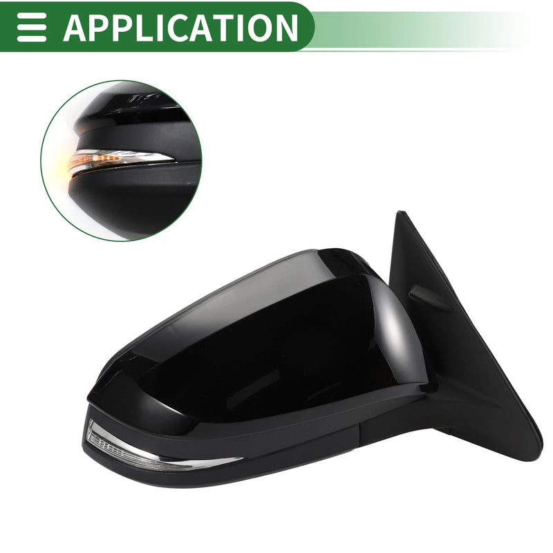 Toyota Highlander Right Side Door Mirror Manual Folding Gloss Black (14-19)