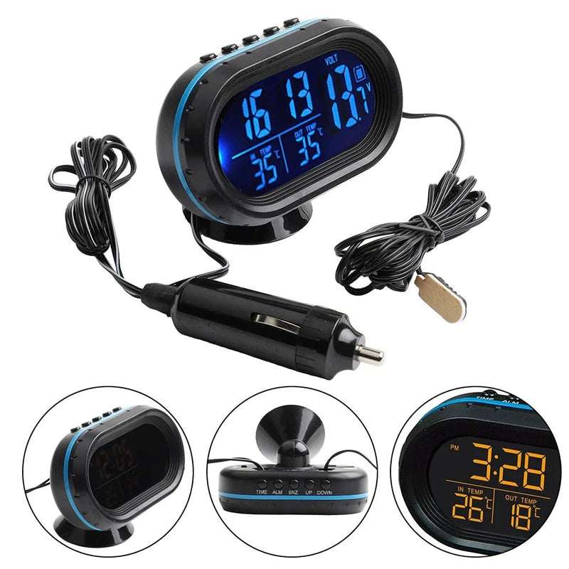 Car Dashboard Digital Thermometer and Voltmeter