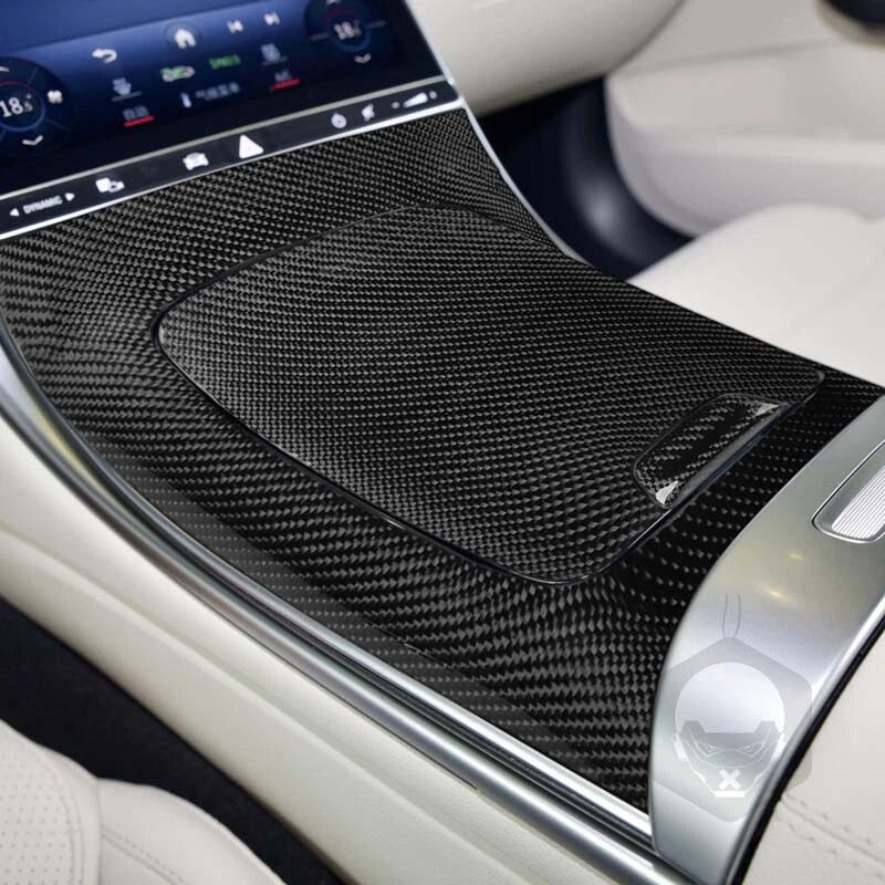 Carbon Fiber Console Armrest Box Panel Cover Trim fit Benz C-Class W206 2022+