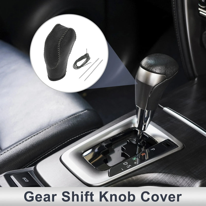 Ford Fusion Pebbled Gear Shift Knob Cover Black/Grey Faux Leather (2013-2016)