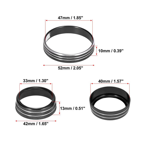 Ford Mustang (2015-2020) Black 3 x Car Headlight Volume Tune Knob Covers
