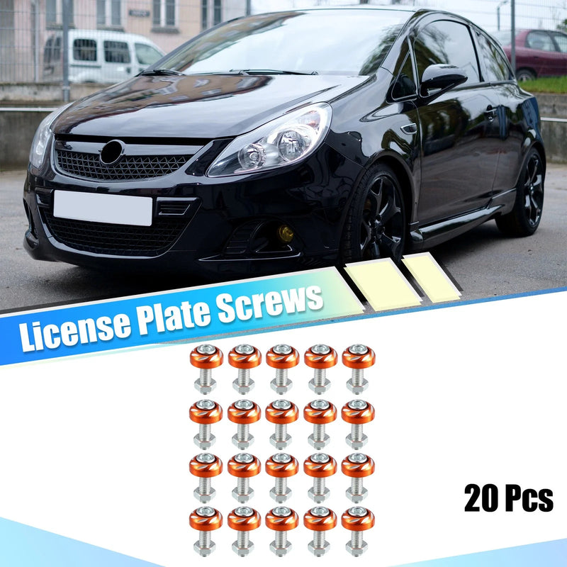 Car Motorcycle 20 x Aluminum Alloy License Plate Bolt Screw Nuts