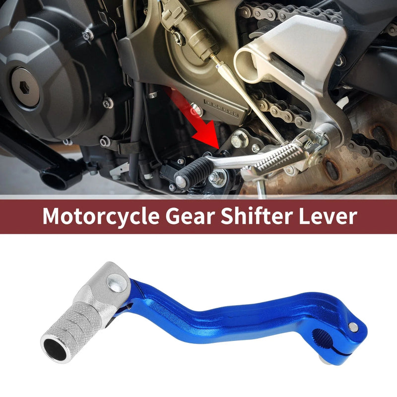 Bosuer M4 Blue Silver Tone Head Folding Motorcycle Gear Shifter Lever