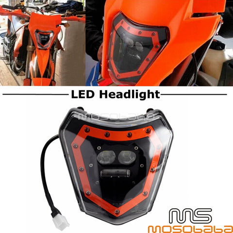 EXC XCW KXF CRF WR Enduro Off Road LED Headlight Hi/Lo Beam w/DRL