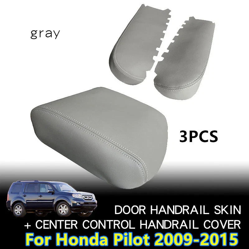 Honda Pilot 3 Pcs Grey Console Lid & Armrest Panels Cover (2009–2015)