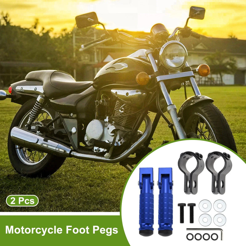 Motorcycle FootPegs 4.8" Rear Footrest Aluminum Blue 2 x