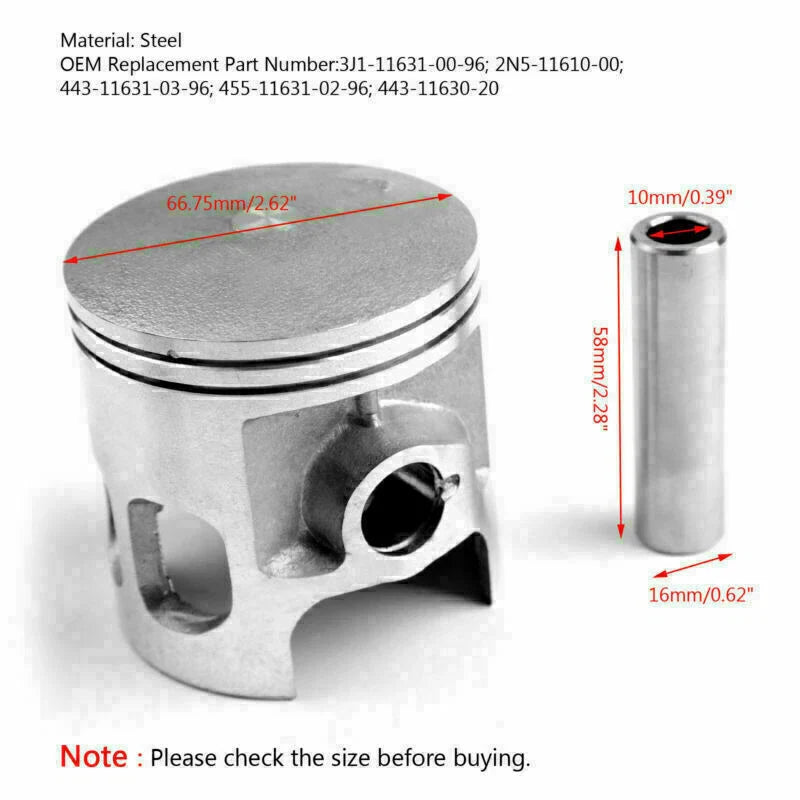 Yamaha 175DT 175MX YT175 Piston Kit +0.75 66.75mm (1974-1982)