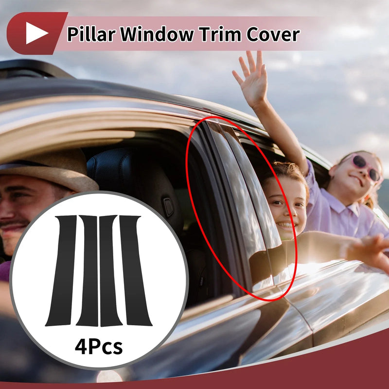 Toyota Tacoma (2016-2023) Black 4 Pcs Car Door Pillar Window Trim