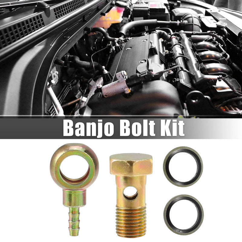 Motorcycle Bronze Tone 1 Set M14x1.5 Banjo Bolt Kit with Copper Washers