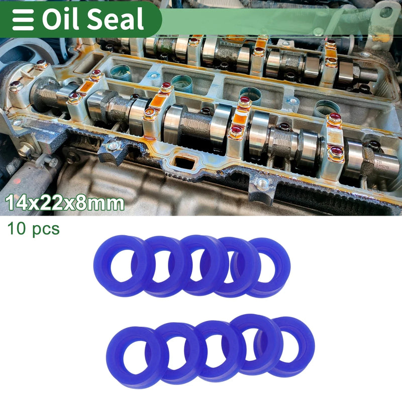 Oil Seal 14x22x8mm TPU Rotary Shaft Seal High Pressure Blue 10 Pcs